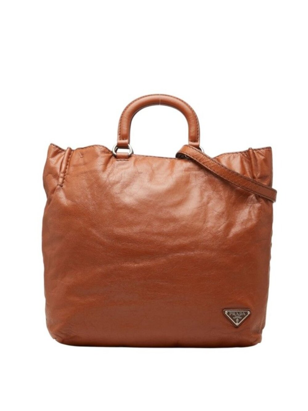 Prada Tote Shoulder Bag 2-Way Brown Leather